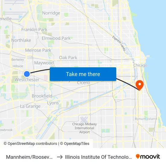 Mannheim/Roosevelt to Illinois Institute Of Technology map