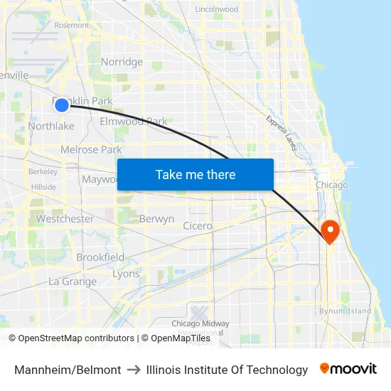 Mannheim/Belmont to Illinois Institute Of Technology map
