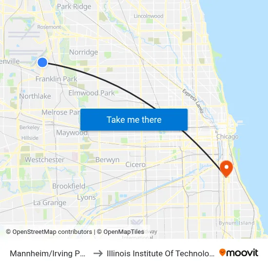 Mannheim/Irving Park to Illinois Institute Of Technology map
