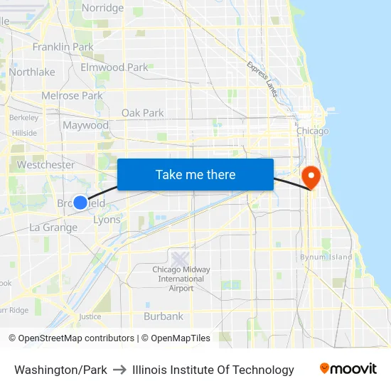 Washington/Park to Illinois Institute Of Technology map