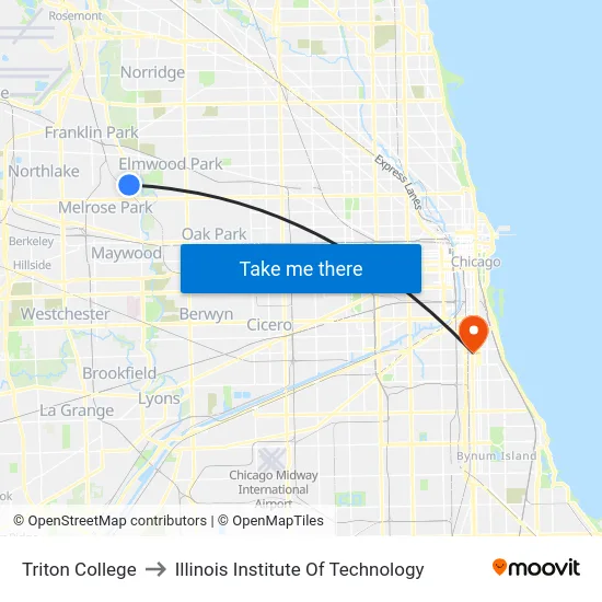 Triton College to Illinois Institute Of Technology map