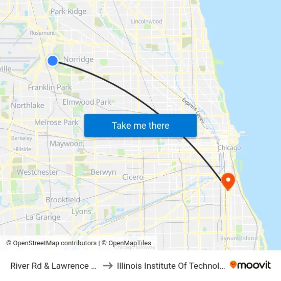 River Rd & Lawrence Ave to Illinois Institute Of Technology map