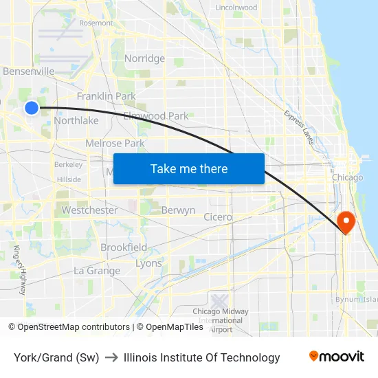 York/Grand (Sw) to Illinois Institute Of Technology map