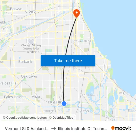 Vermont St & Ashland Ave to Illinois Institute Of Technology map