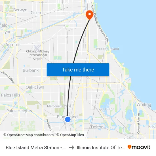 Blue Island Metra Station - Bus Stop H to Illinois Institute Of Technology map