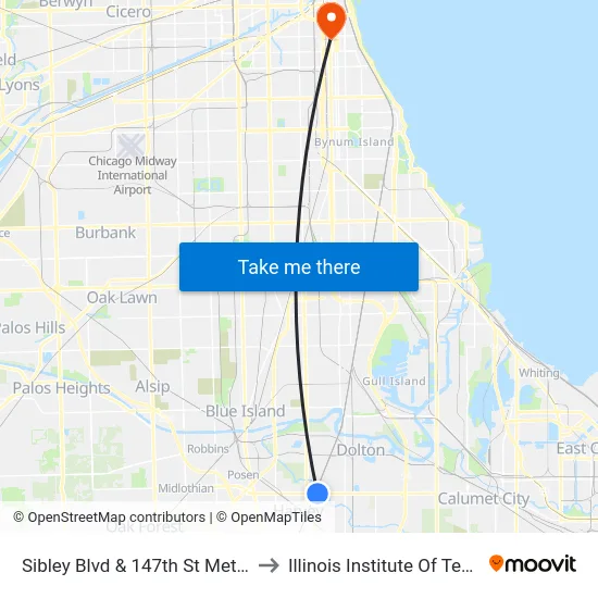 Sibley Blvd & 147th St Metra Station to Illinois Institute Of Technology map