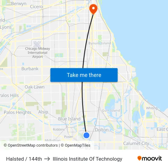 Halsted / 144th to Illinois Institute Of Technology map