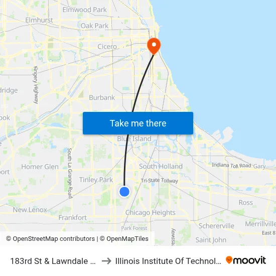 183rd St & Lawndale Ave to Illinois Institute Of Technology map