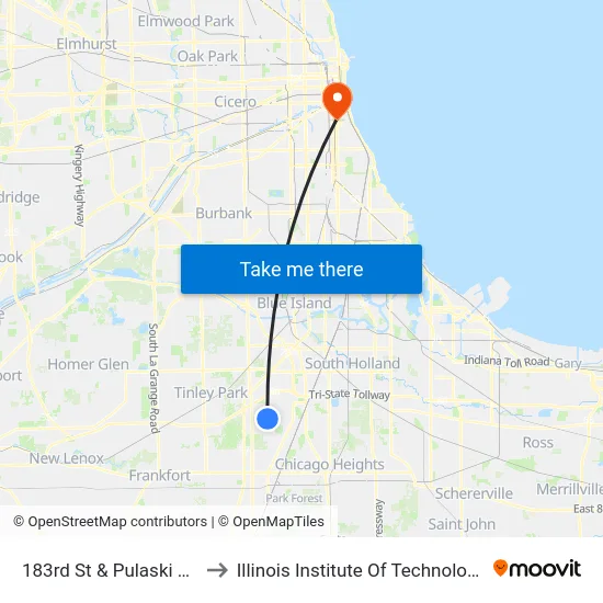 183rd St & Pulaski Rd to Illinois Institute Of Technology map