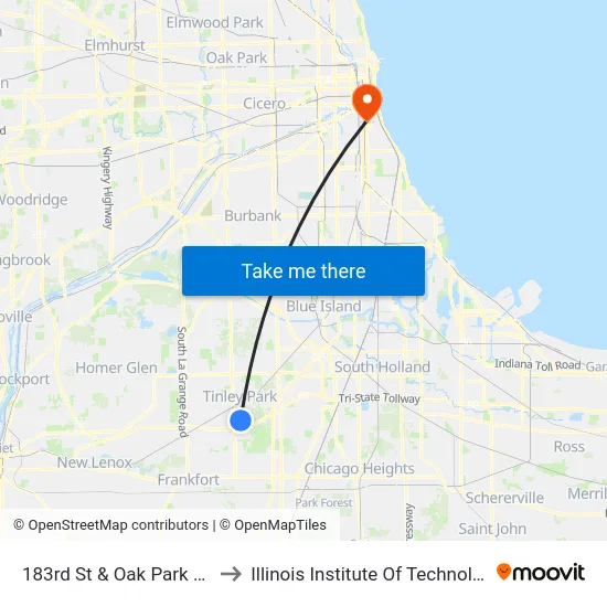 183rd St & Oak Park Ave to Illinois Institute Of Technology map