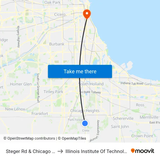 Steger Rd & Chicago Rd to Illinois Institute Of Technology map