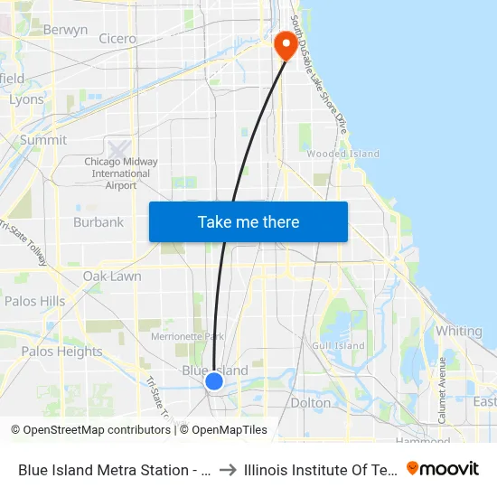 Blue Island Metra Station - Bus Stop E to Illinois Institute Of Technology map