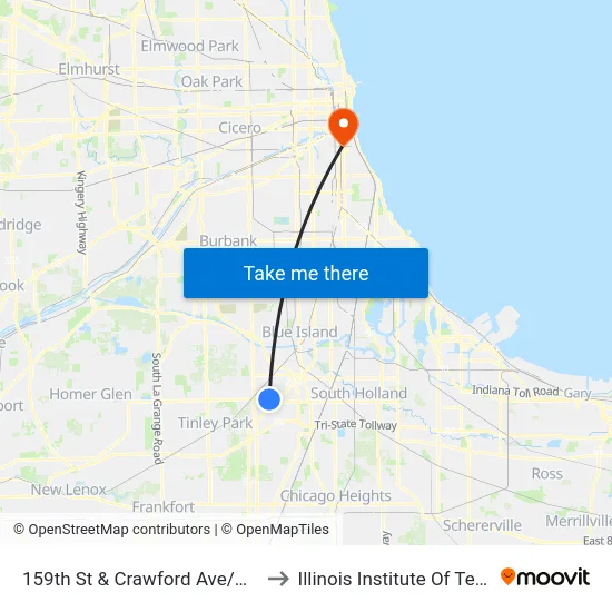 159th St & Crawford Ave/Pulaski Ave to Illinois Institute Of Technology map