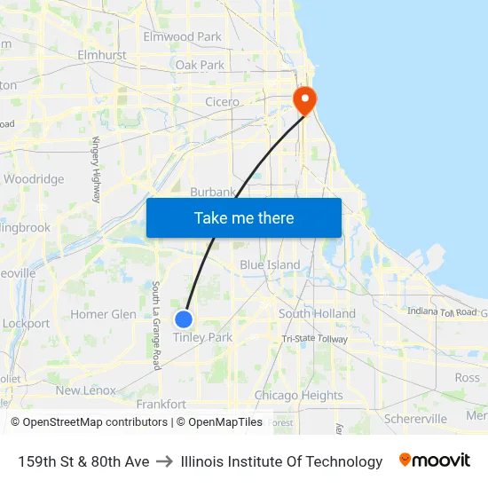 159th St & 80th Ave to Illinois Institute Of Technology map