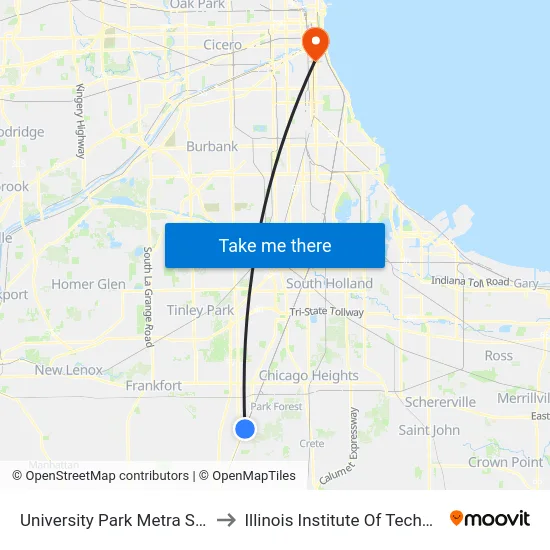 University Park Metra Station to Illinois Institute Of Technology map