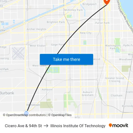 Cicero Ave & 94th St to Illinois Institute Of Technology map