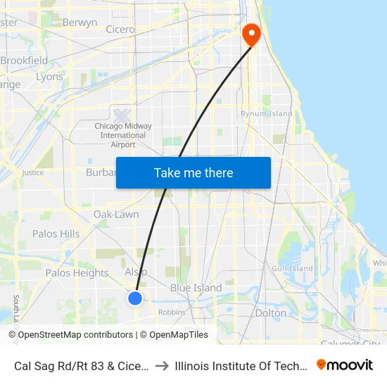 Cal Sag Rd/Rt 83 & Cicero Ave to Illinois Institute Of Technology map