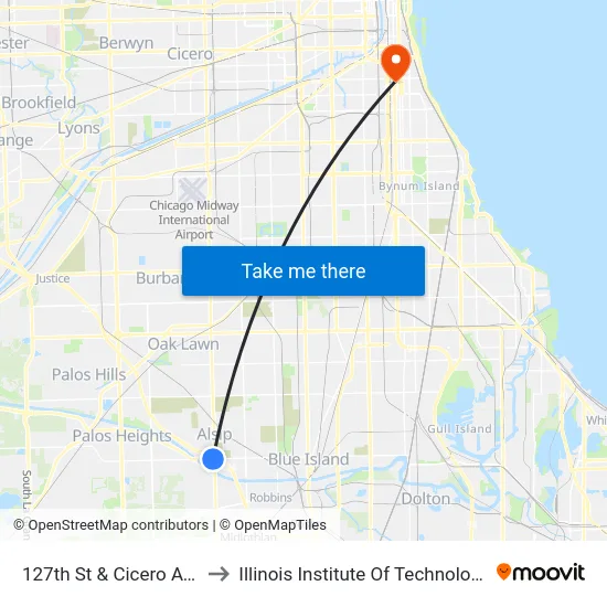 127th St & Cicero Ave to Illinois Institute Of Technology map