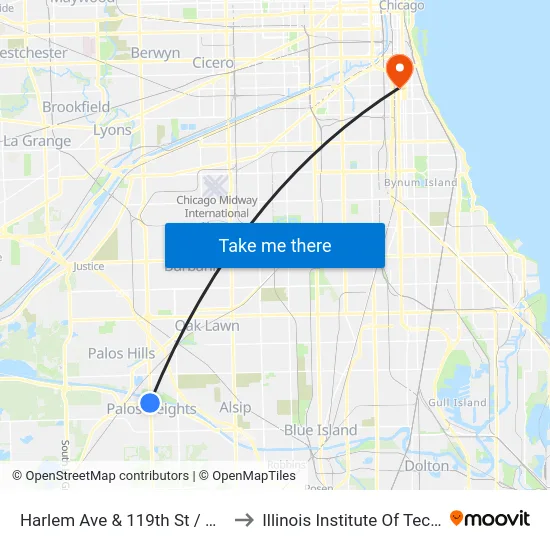 Harlem Ave & 119th St / College Dr to Illinois Institute Of Technology map