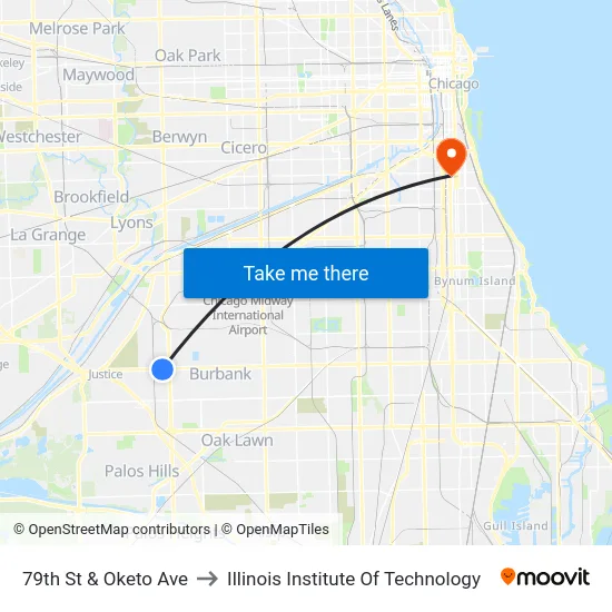 79th St & Oketo Ave to Illinois Institute Of Technology map