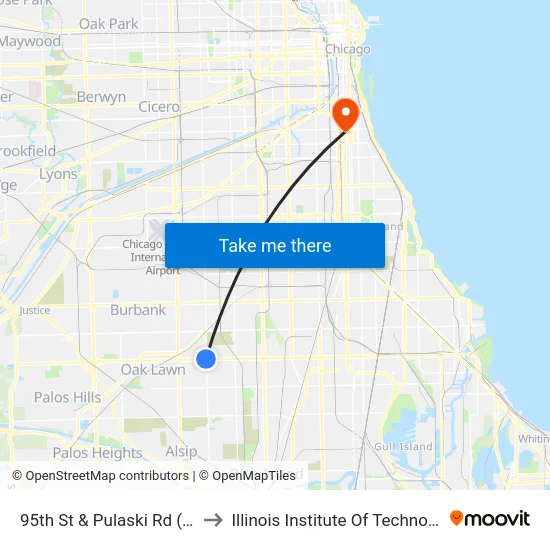 95th St & Pulaski Rd (Sw) to Illinois Institute Of Technology map