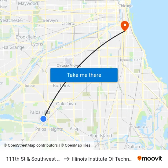 111th St & Southwest Hwy to Illinois Institute Of Technology map
