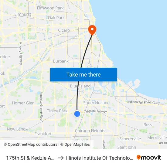 175th St & Kedzie Ave to Illinois Institute Of Technology map