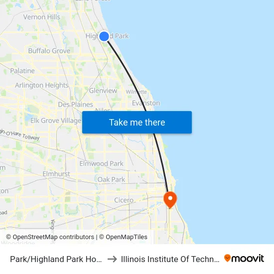 Park/Highland Park Hospital to Illinois Institute Of Technology map