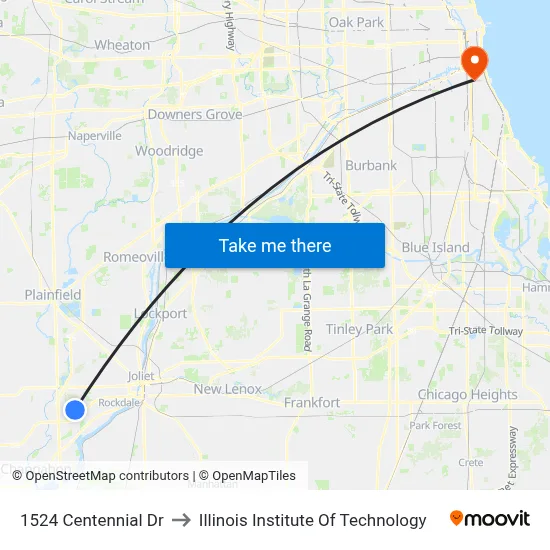 1524 Centennial Dr to Illinois Institute Of Technology map