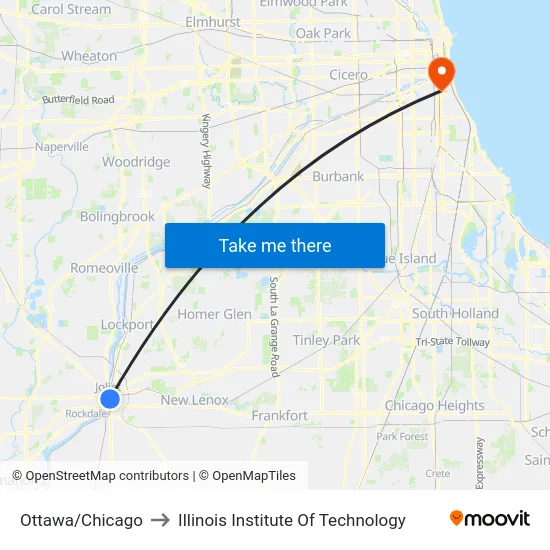 Ottawa/Chicago to Illinois Institute Of Technology map