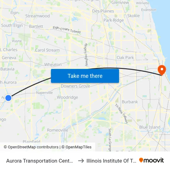 Aurora Transportation Center - Bus Stop A to Illinois Institute Of Technology map