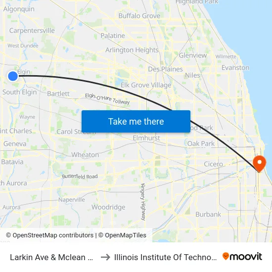 Larkin Ave & Mclean Blvd to Illinois Institute Of Technology map