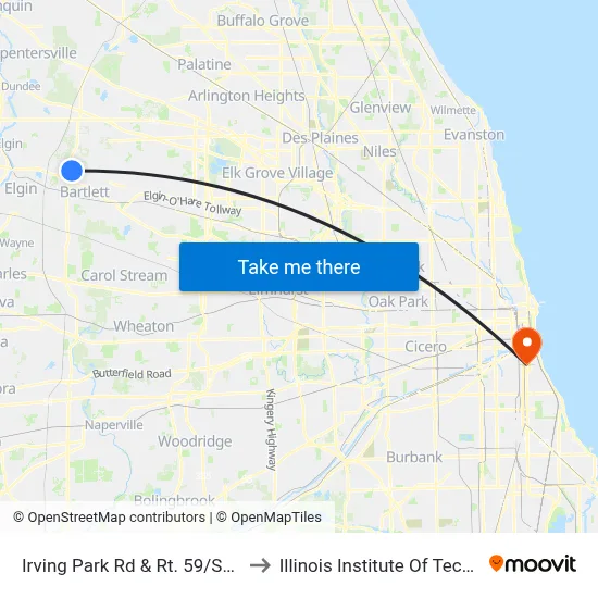 Irving Park Rd & Rt. 59/Sutton Rd to Illinois Institute Of Technology map