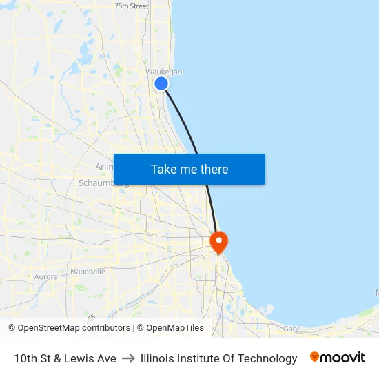 10th St & Lewis Ave to Illinois Institute Of Technology map