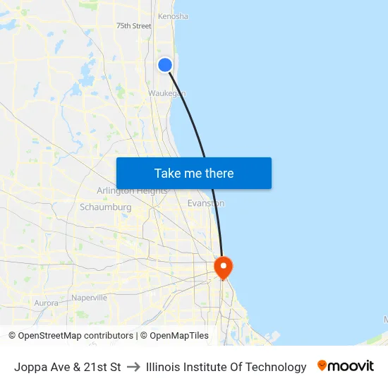 Joppa Ave & 21st St to Illinois Institute Of Technology map
