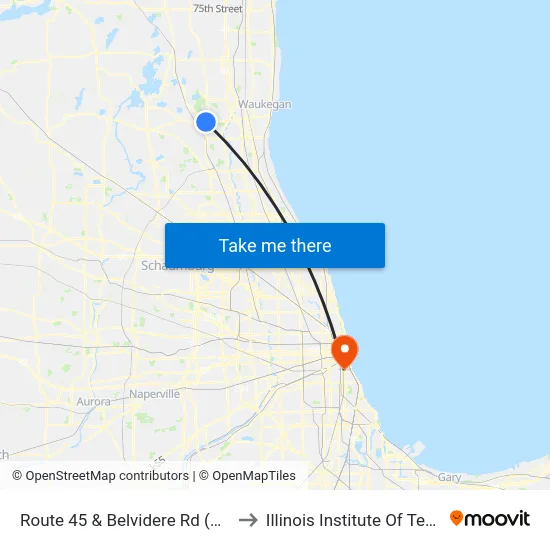 Route 45 & Belvidere Rd (Route 120) to Illinois Institute Of Technology map