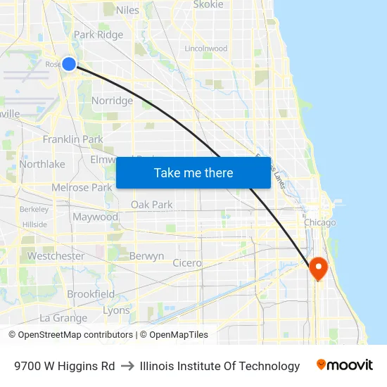 9700 W Higgins Rd to Illinois Institute Of Technology map