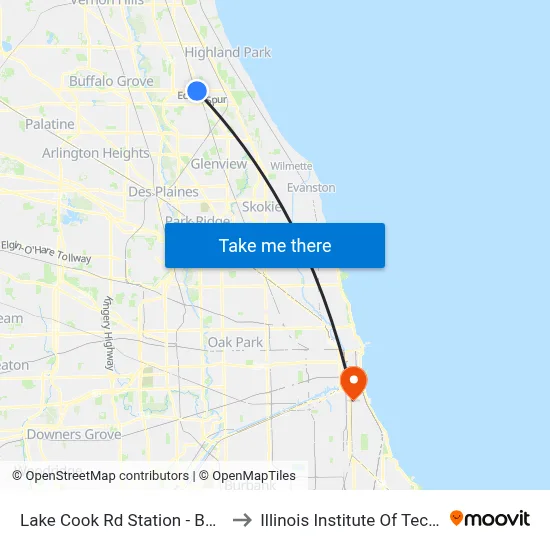 Lake Cook Rd Station - Bus Stop A to Illinois Institute Of Technology map