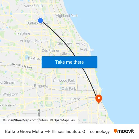 Buffalo Grove Metra to Illinois Institute Of Technology map