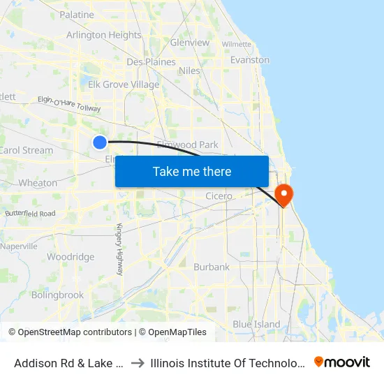 Addison Rd & Lake St to Illinois Institute Of Technology map