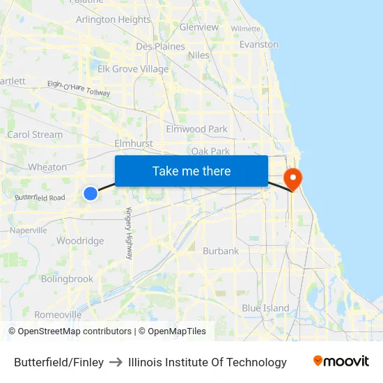 Butterfield/Finley to Illinois Institute Of Technology map