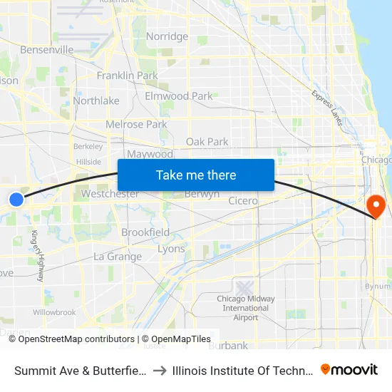 Summit Ave & Butterfield Rd to Illinois Institute Of Technology map