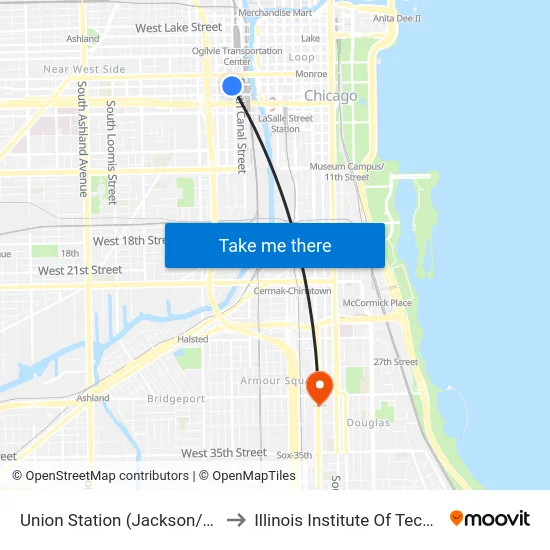 Union Station (Jackson/Clinton) to Illinois Institute Of Technology map