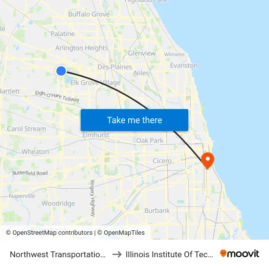 Northwest Transportation Center to Illinois Institute Of Technology map