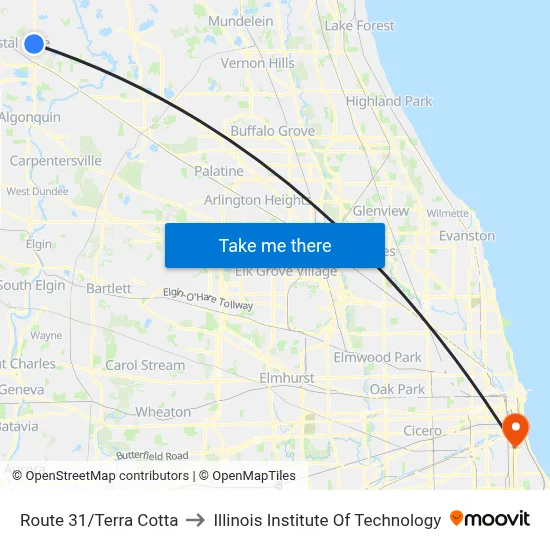 Route 31/Terra Cotta to Illinois Institute Of Technology map