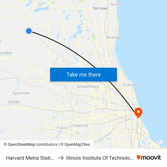 Harvard Metra Station to Illinois Institute Of Technology map