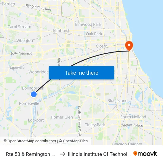 Rte 53 & Remington Blvd to Illinois Institute Of Technology map