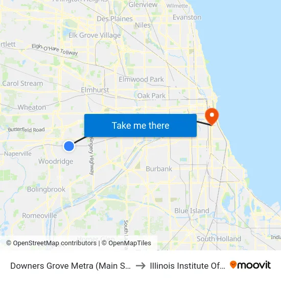 Downers Grove Metra (Main St & Burlington Ave) to Illinois Institute Of Technology map