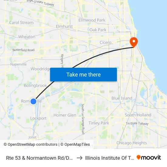 Rte 53 & Normantown Rd/Devonwood Ave to Illinois Institute Of Technology map