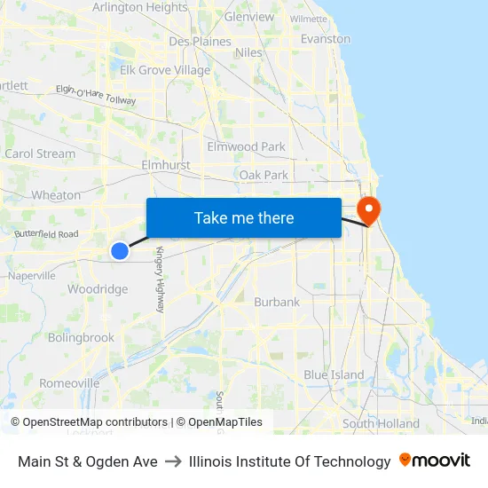 Main St & Ogden Ave to Illinois Institute Of Technology map
